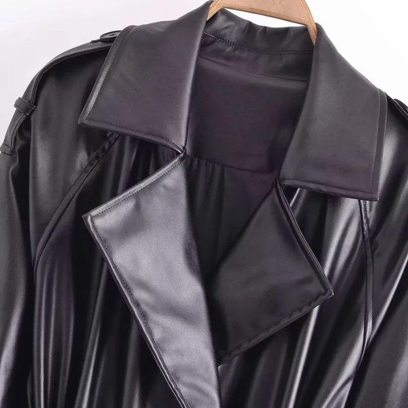 View 3 — Steampunk coat — PU faux leather Type Trench Coat