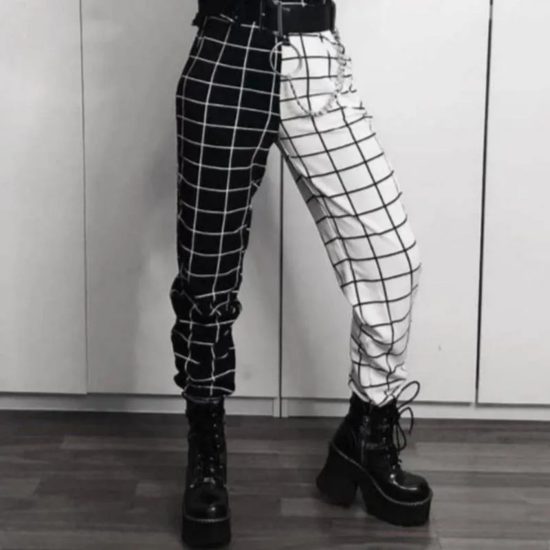 Women’s gothic steampunk trousers — black and white