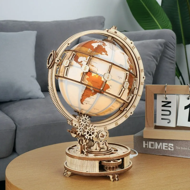 View 3 — Steampunk model kit — wood globe