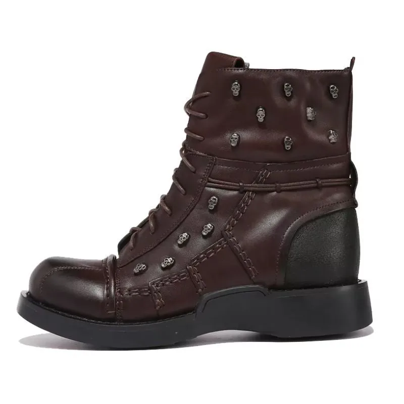 Steampunk ankle boots — motorcycle brown