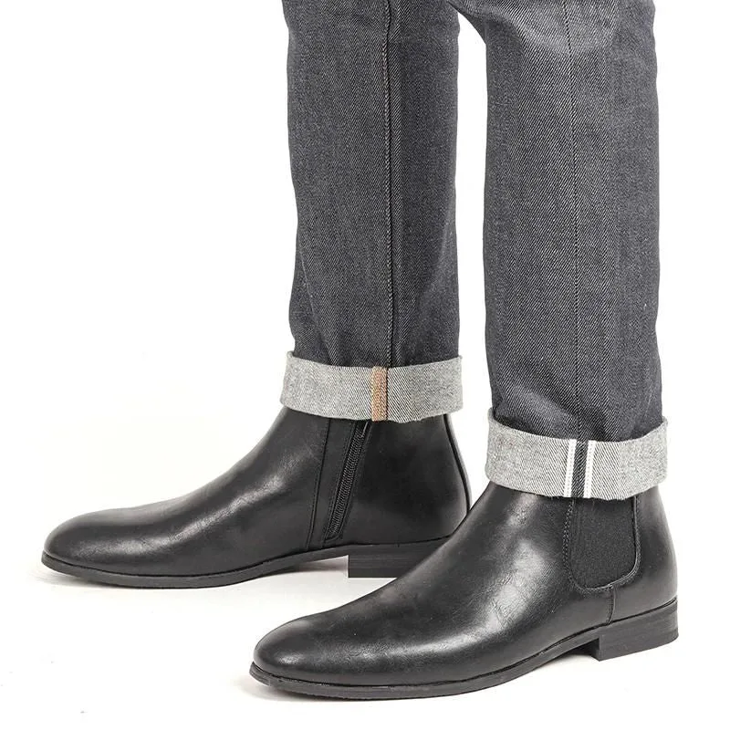 View 2 — Men’s steampunk ankle boots — zipped PU