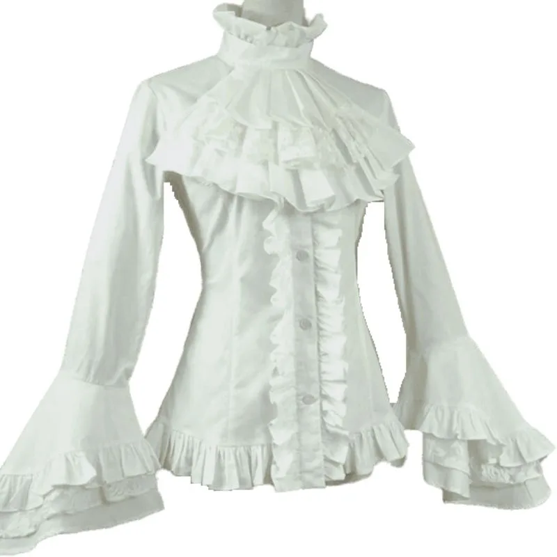 View 9 — Steampunk shirt — cravat Goth white