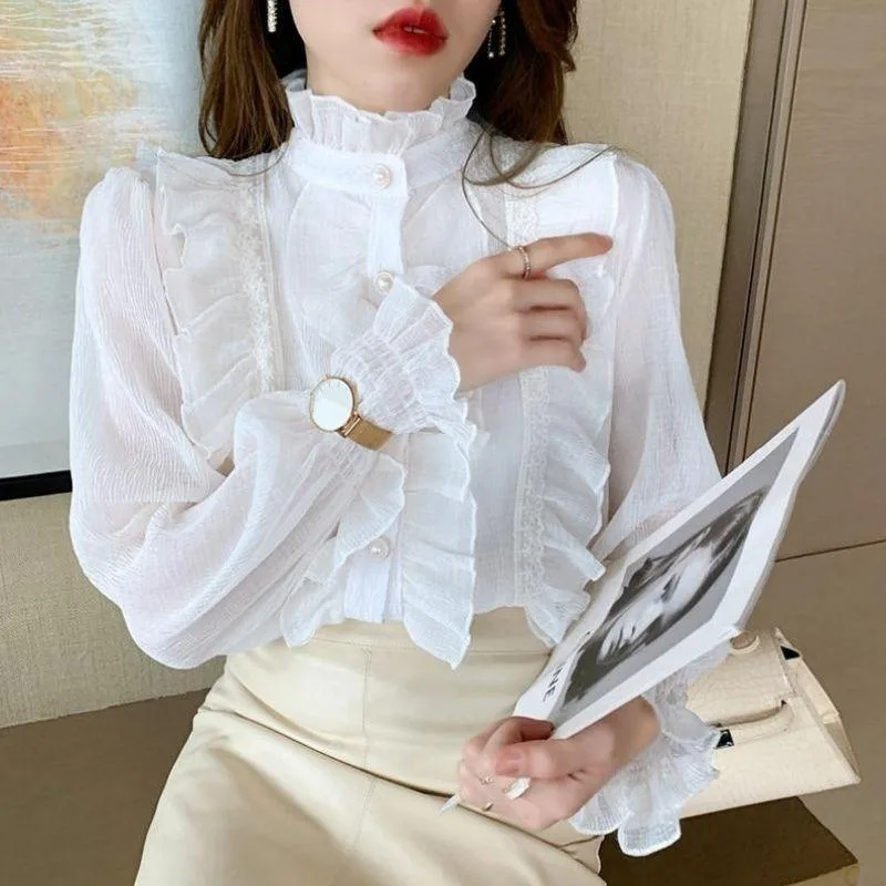 View 2 — Victorian steampunk blouse — ruffled