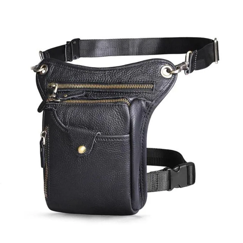 View 2 — Men’s vintage-style steampunk satchel — shoulder strap leather