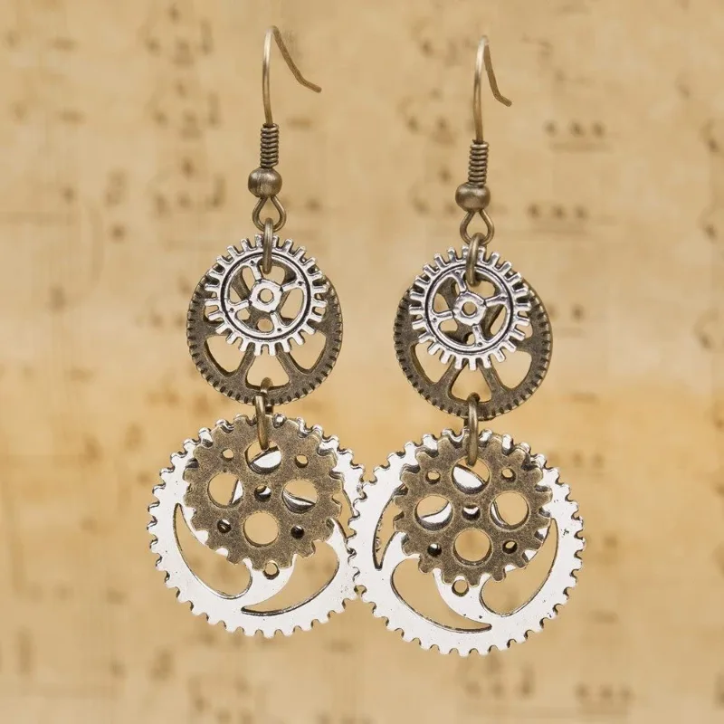 Steampunk earrings — cog