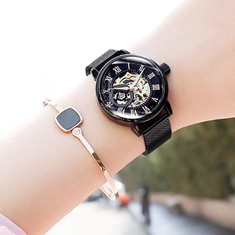 View 6 — Women’s automatic steampunk skeleton watch