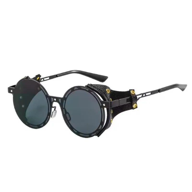View 11 — Vintage-style steampunk sunglasses — with faux leather