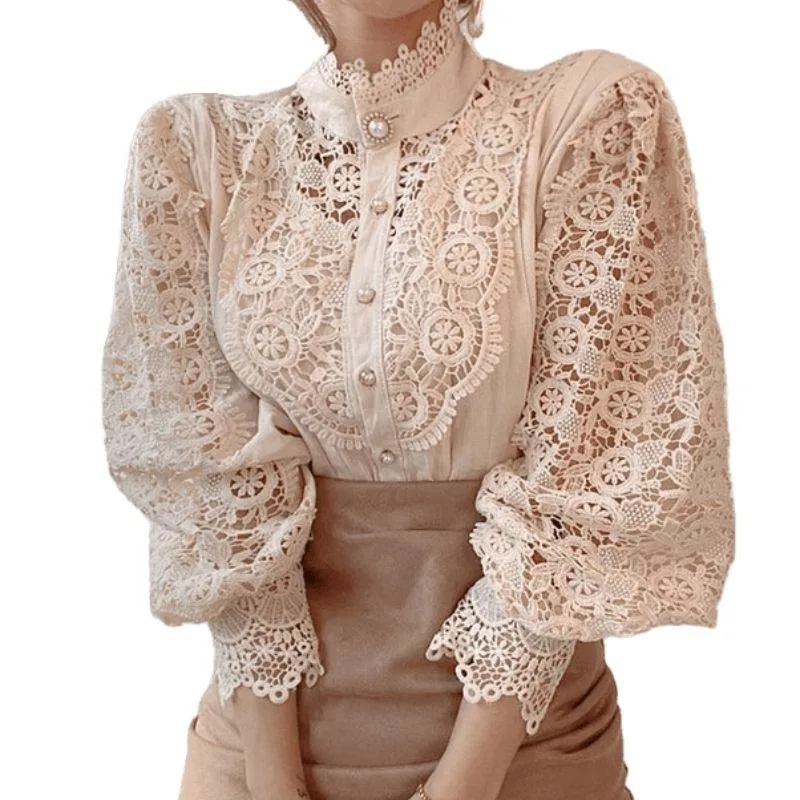 View 2 — Victorian steampunk blouse — lace stand collar