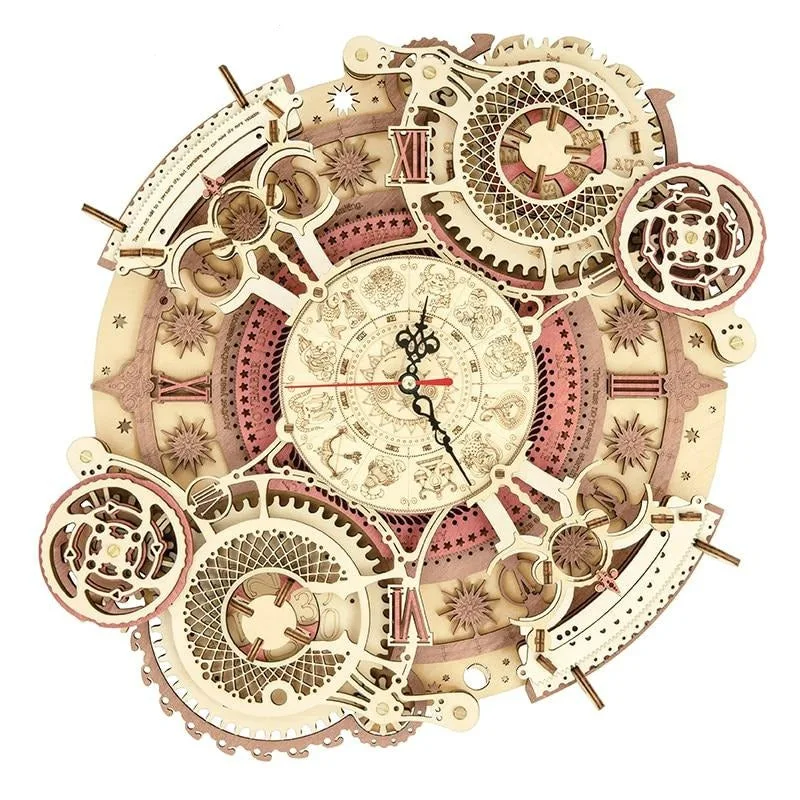 Steampunk model kit — wood clock animated