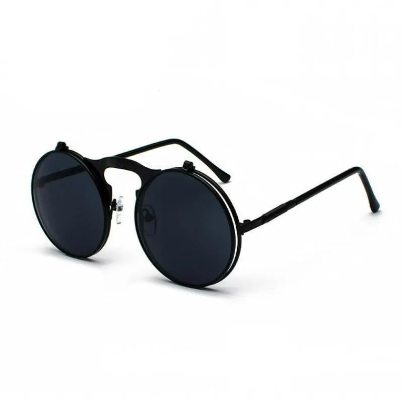 View 4 — Vintage-style steampunk sunglasses — Flip Up