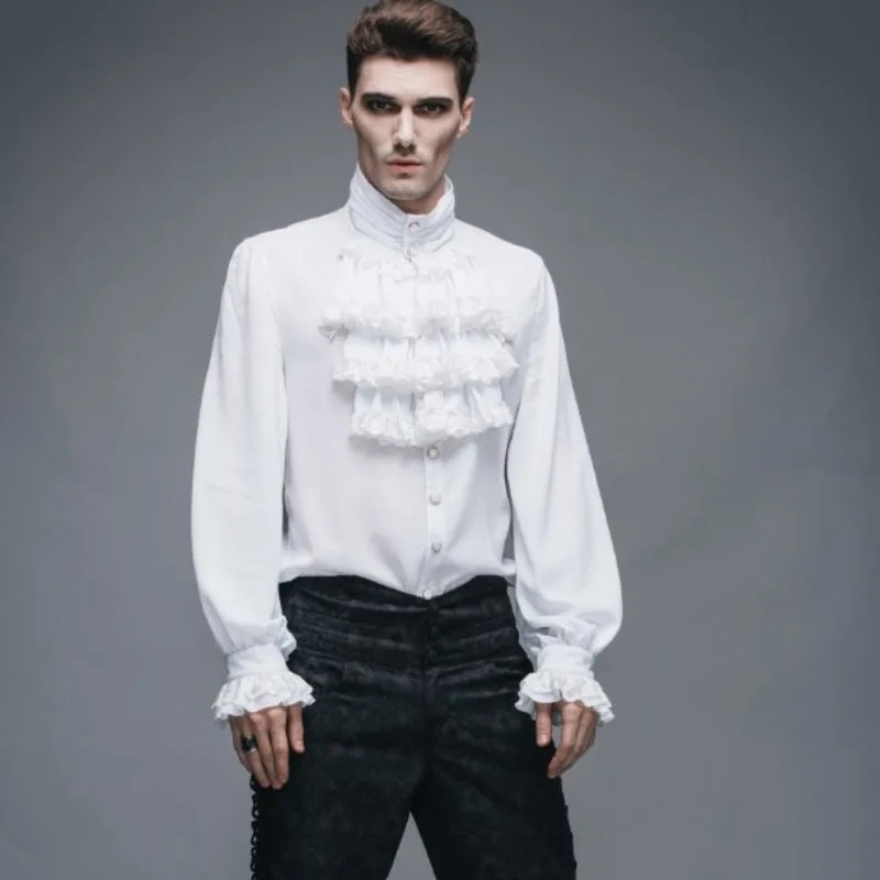 View 3 — Men’s steampunk shirt — white cravat