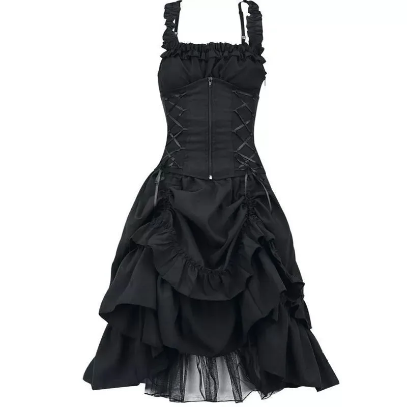 Victorian gothic steampunk dress — black