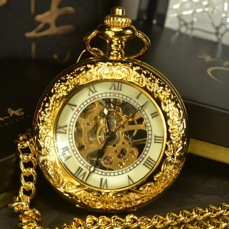 Steampunk pocket watch — hunter gold colour