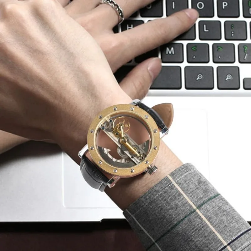 View 4 — Men’s steampunk watch — skeleton transparent