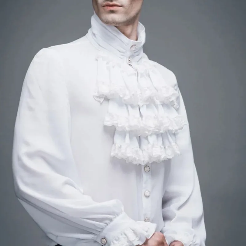 View 2 — Men’s steampunk shirt — white cravat