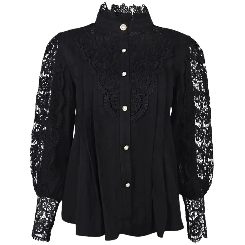 View 7 — Victorian steampunk blouse — lace collar