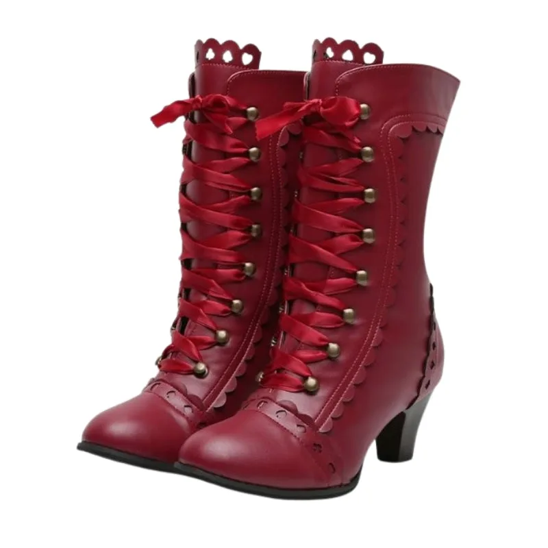 View 14 — Victorian steampunk ankle boots — lacing