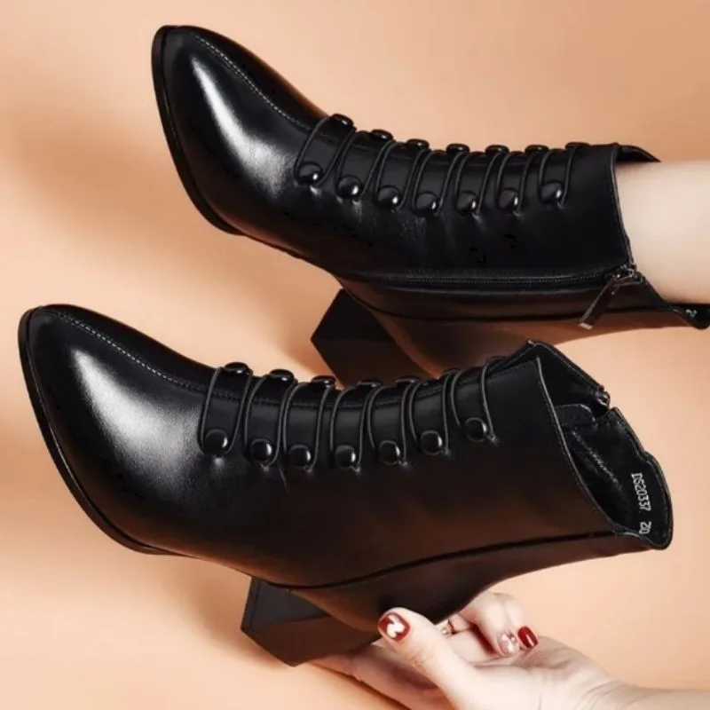 View 4 — Steampunk ankle boots — buttons PU black