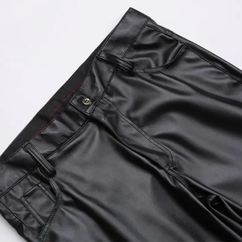View 5 — Men’s steampunk trousers — PU faux leather black