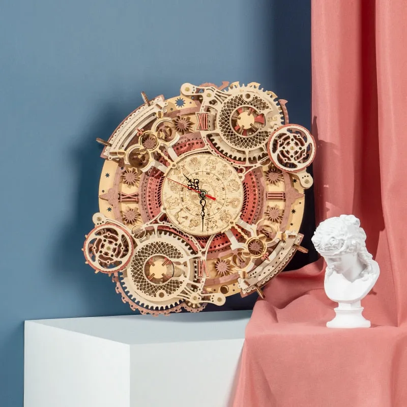 View 2 — Steampunk model kit — wood clock animated