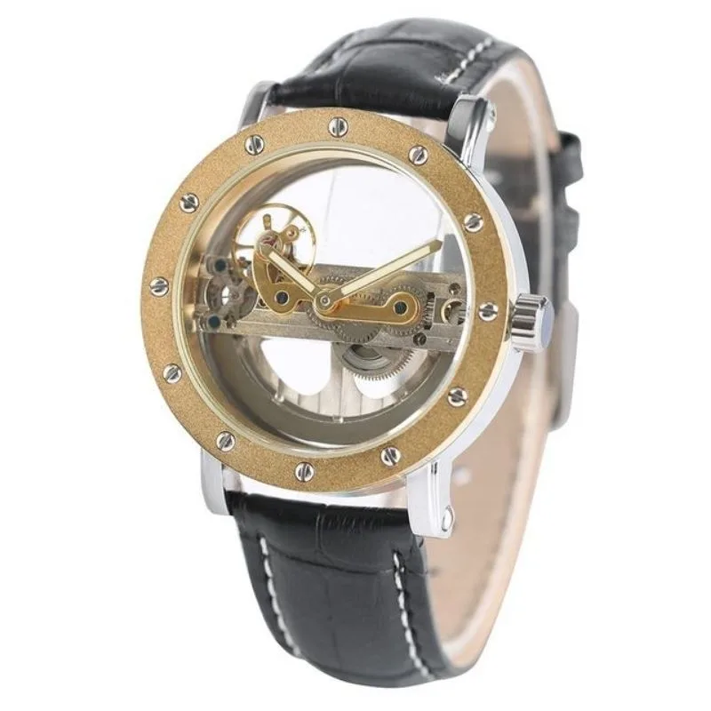 View 3 — Men’s steampunk watch — skeleton transparent