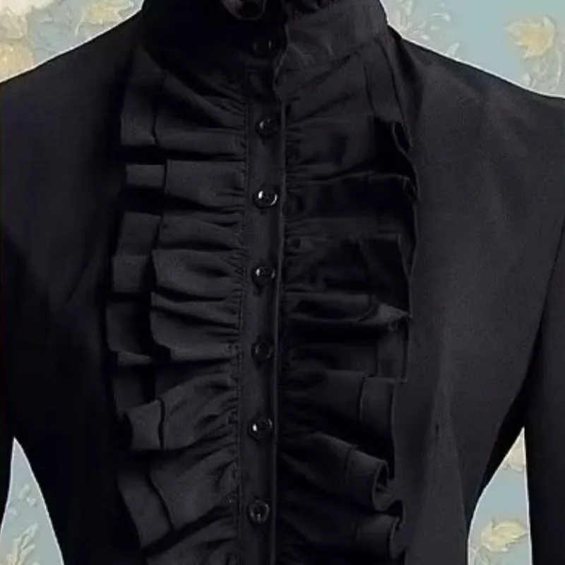 View 3 — Women’s Victorian steampunk shirt — with ruffle
