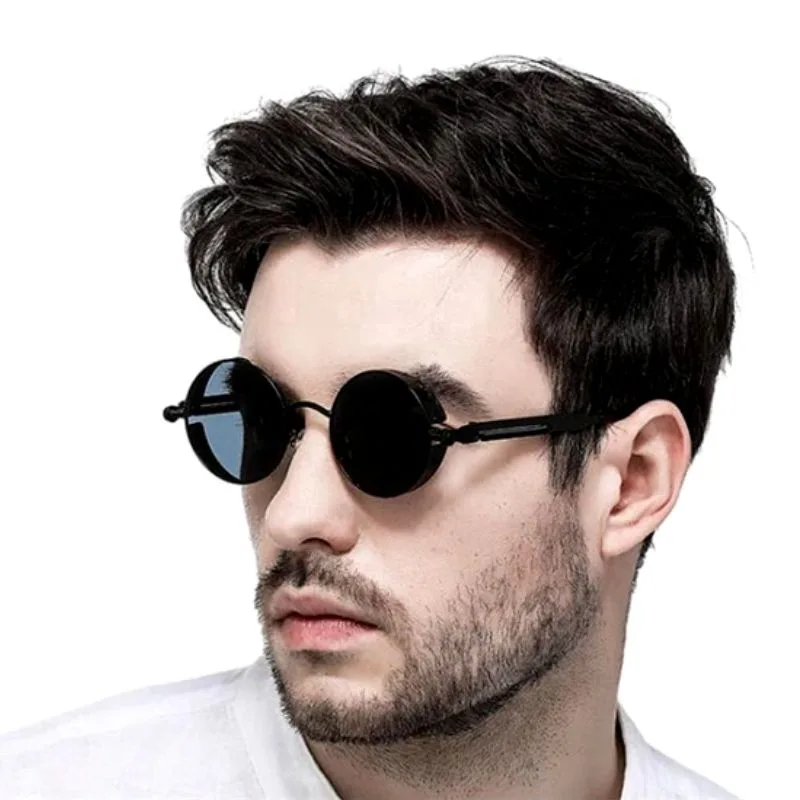 View 2 — Vintage-style steampunk sunglasses — black
