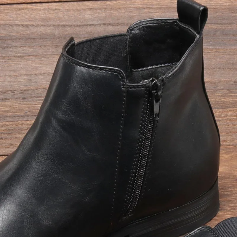 View 4 — Men’s steampunk ankle boots — zipped PU