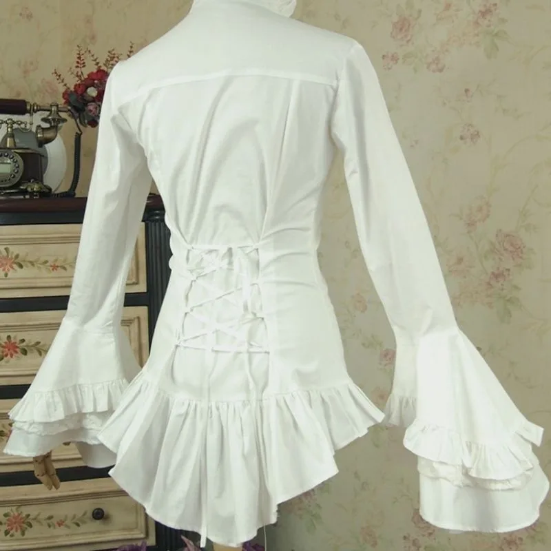 View 4 — Steampunk shirt — cravat Goth white