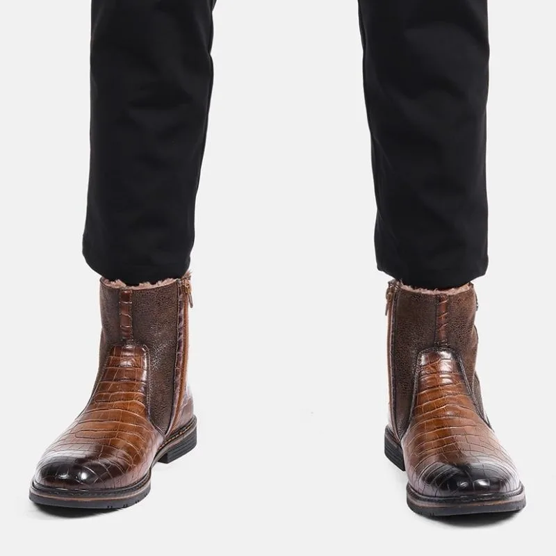 View 2 — Men’s steampunk ankle boots — brown dark