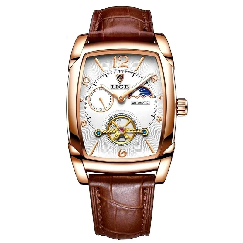 Men’s steampunk watch — rectangular elegant style