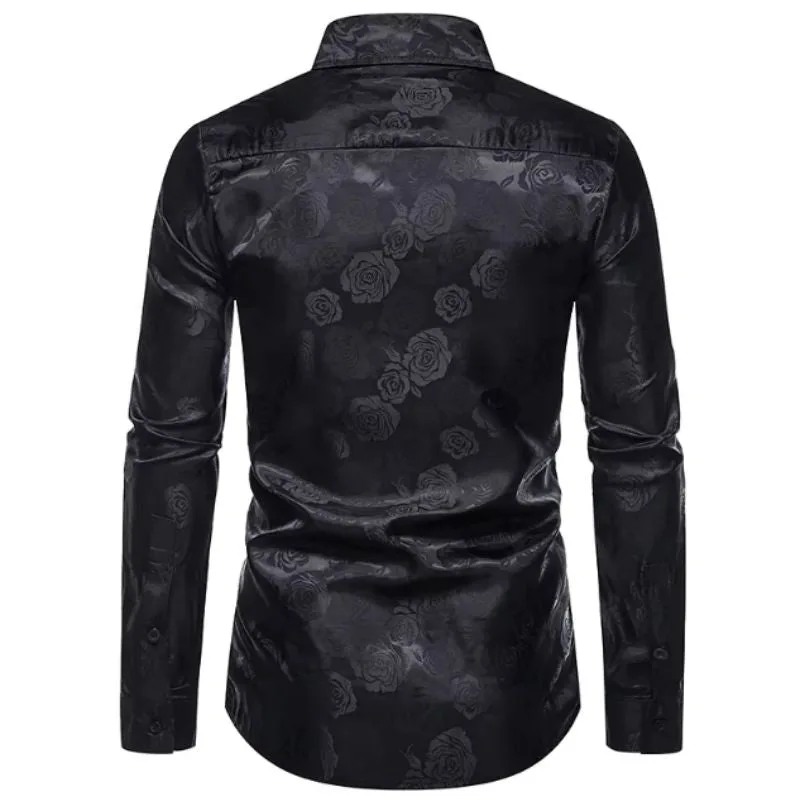 View 3 — Men’s steampunk shirt — black flower