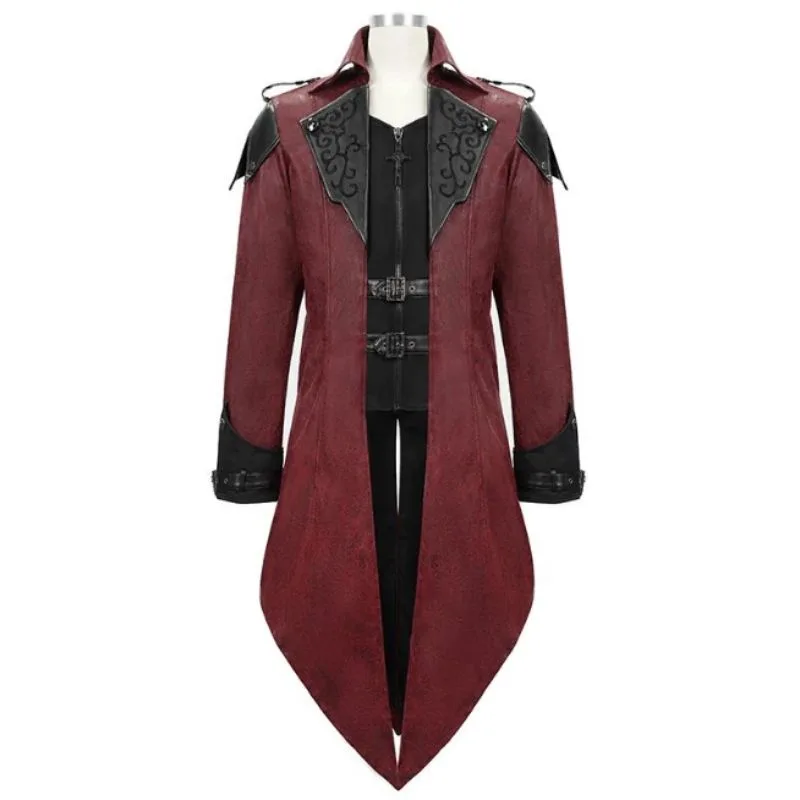 View 6 — Men’s gothic steampunk coat — red