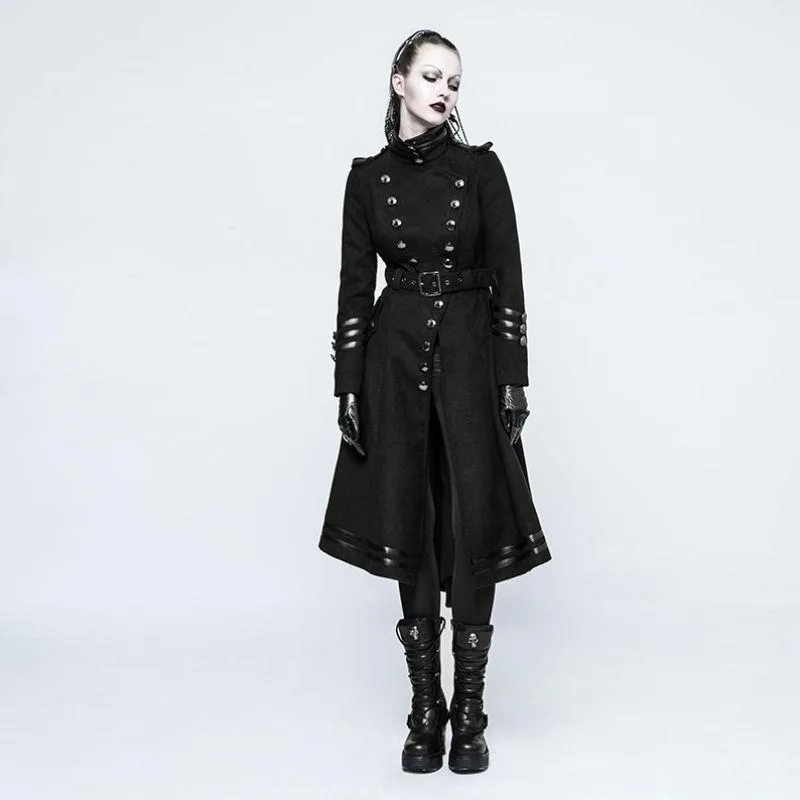 View 2 — Women’s gothic steampunk coat — long black