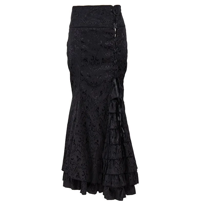 Gothic steampunk skirt — black long Gothic steampunk skirt — black long