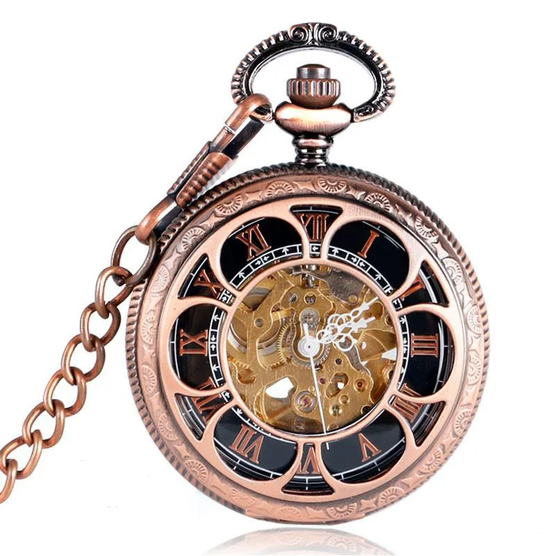 Steampunk pocket watch — gold colour pink