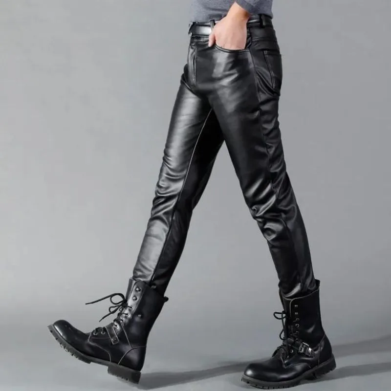View 3 — Men’s steampunk trousers — PU faux leather black