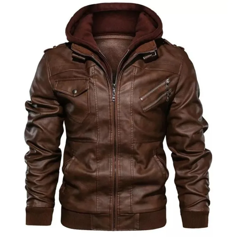 Men’s steampunk jacket — PU faux leather hood