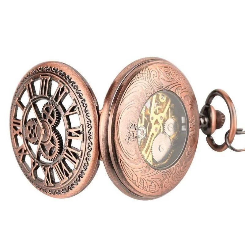 View 2 — Men’s antique-style steampunk pocket watch