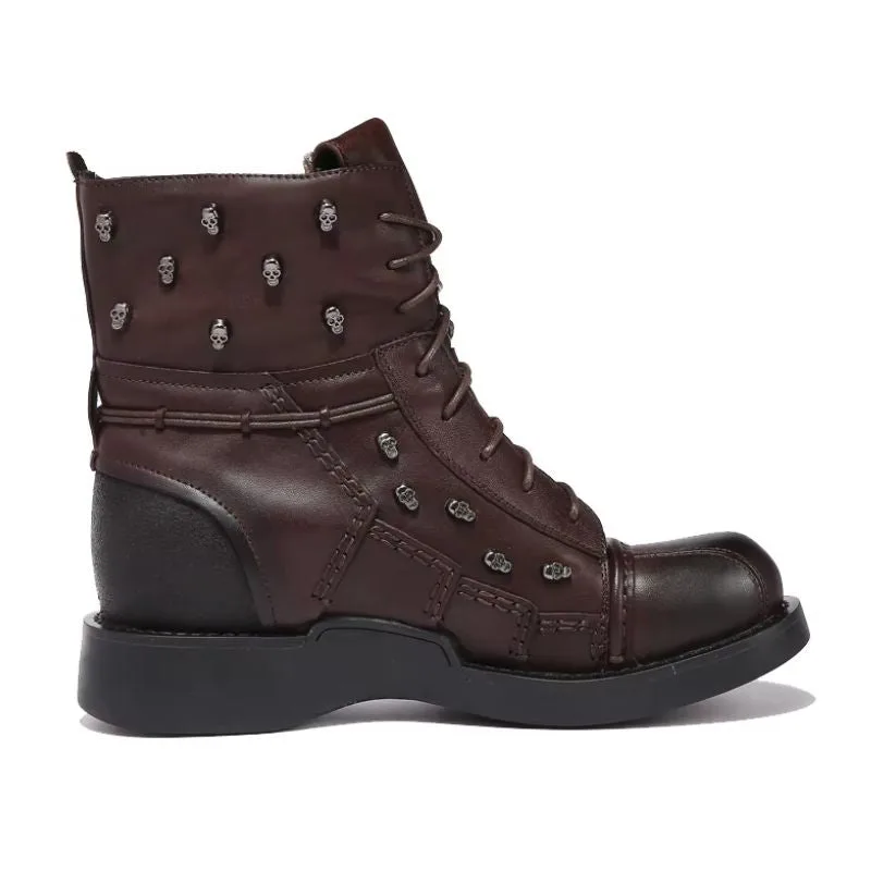 View 3 — Steampunk ankle boots — motorcycle brown