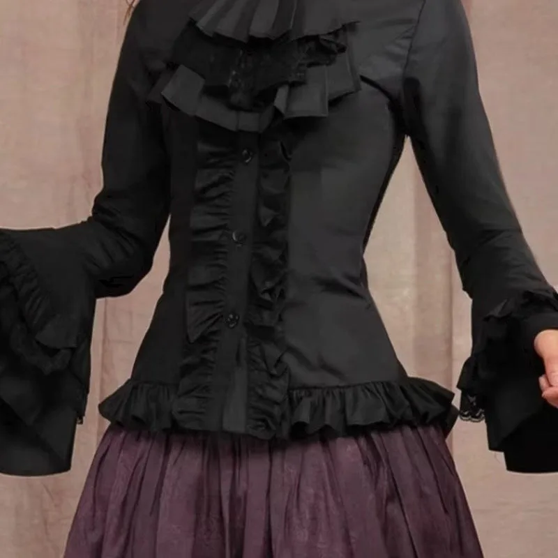 View 3 — Steampunk shirt — cravat Goth white