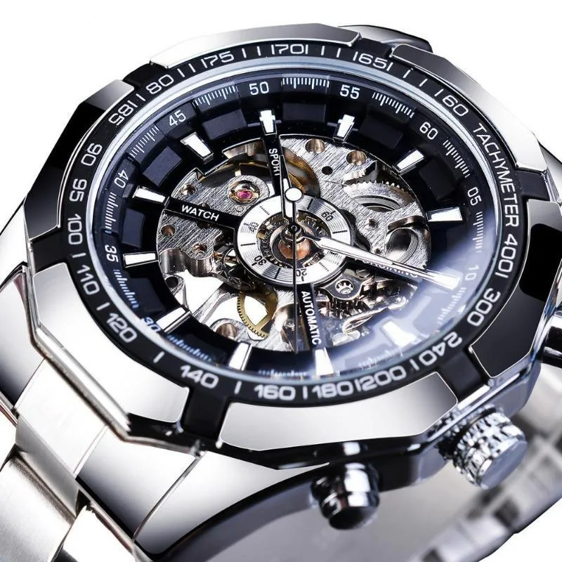 Men’s mechanical steampunk watch — skeleton