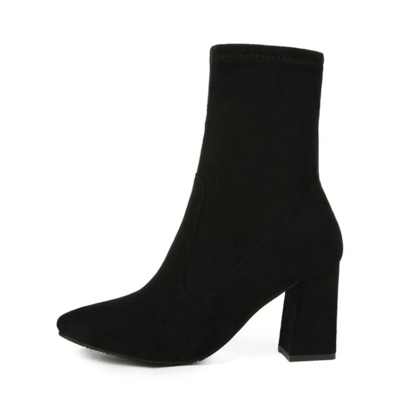 Steampunk ankle boots — heel suede