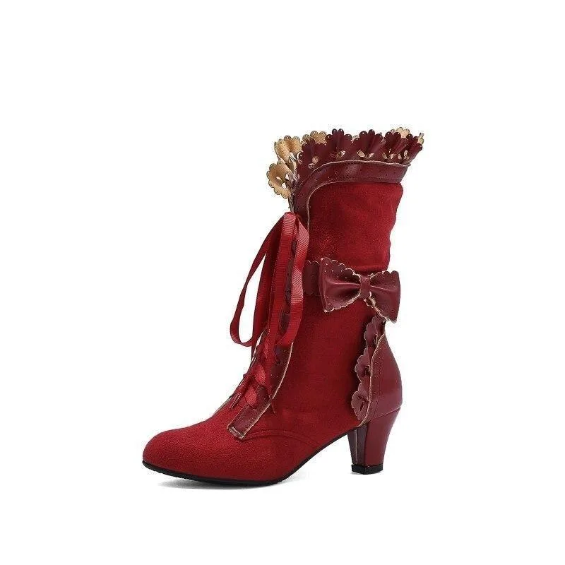 Steampunk ankle boots — red