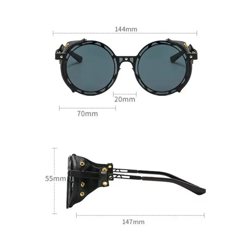 View 2 — Vintage-style steampunk sunglasses — with faux leather