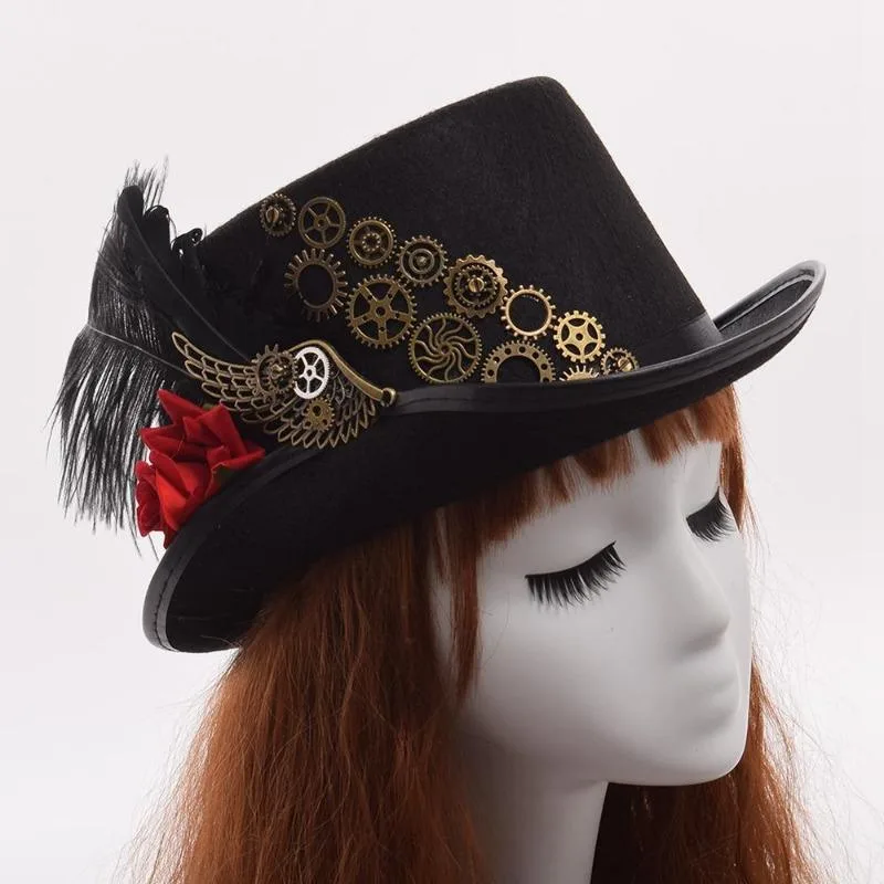 View 2 — Victorian steampunk hat — with feather