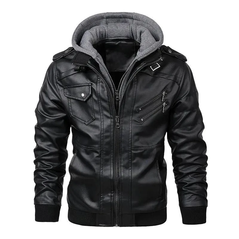 Men’s steampunk jacket — PU faux leather hood