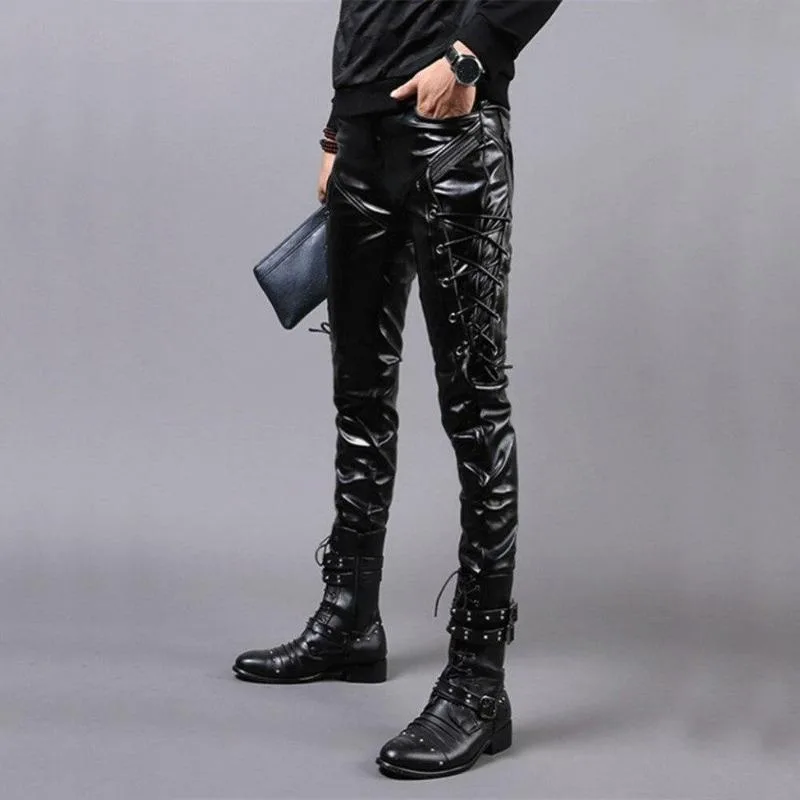 View 3 — Men’s gothic steampunk trousers — faux leather
