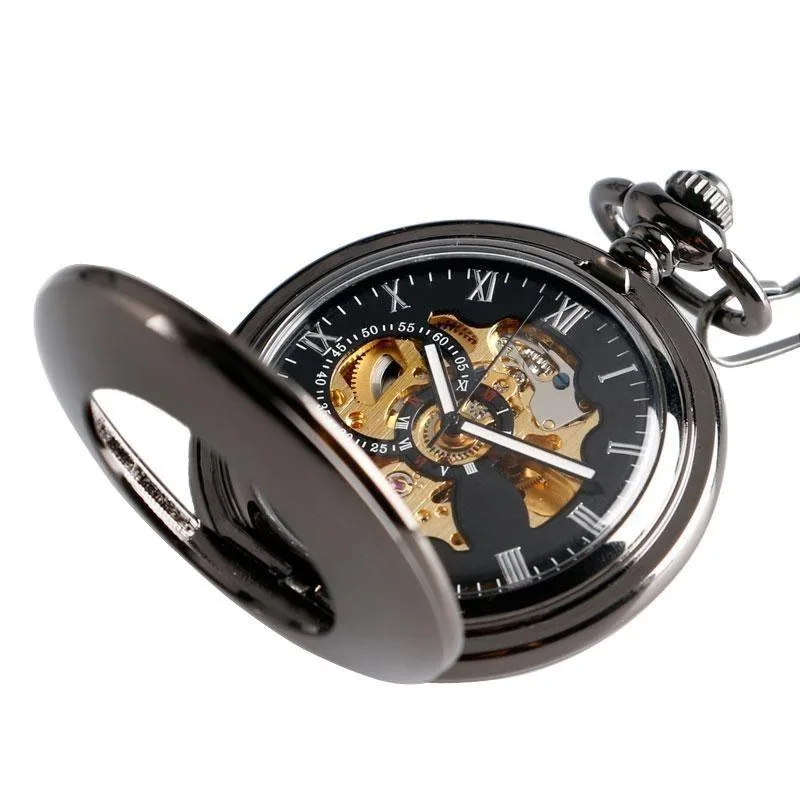 View 2 — Automatic steampunk pocket watch — winding