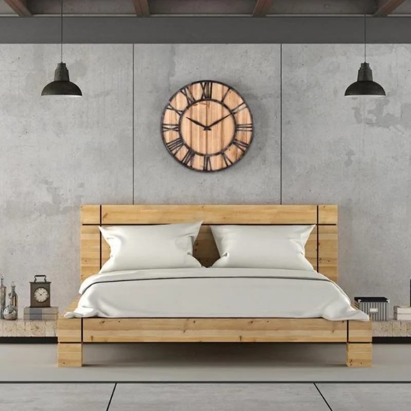View 3 — Industrial steampunk clock — wood and metal